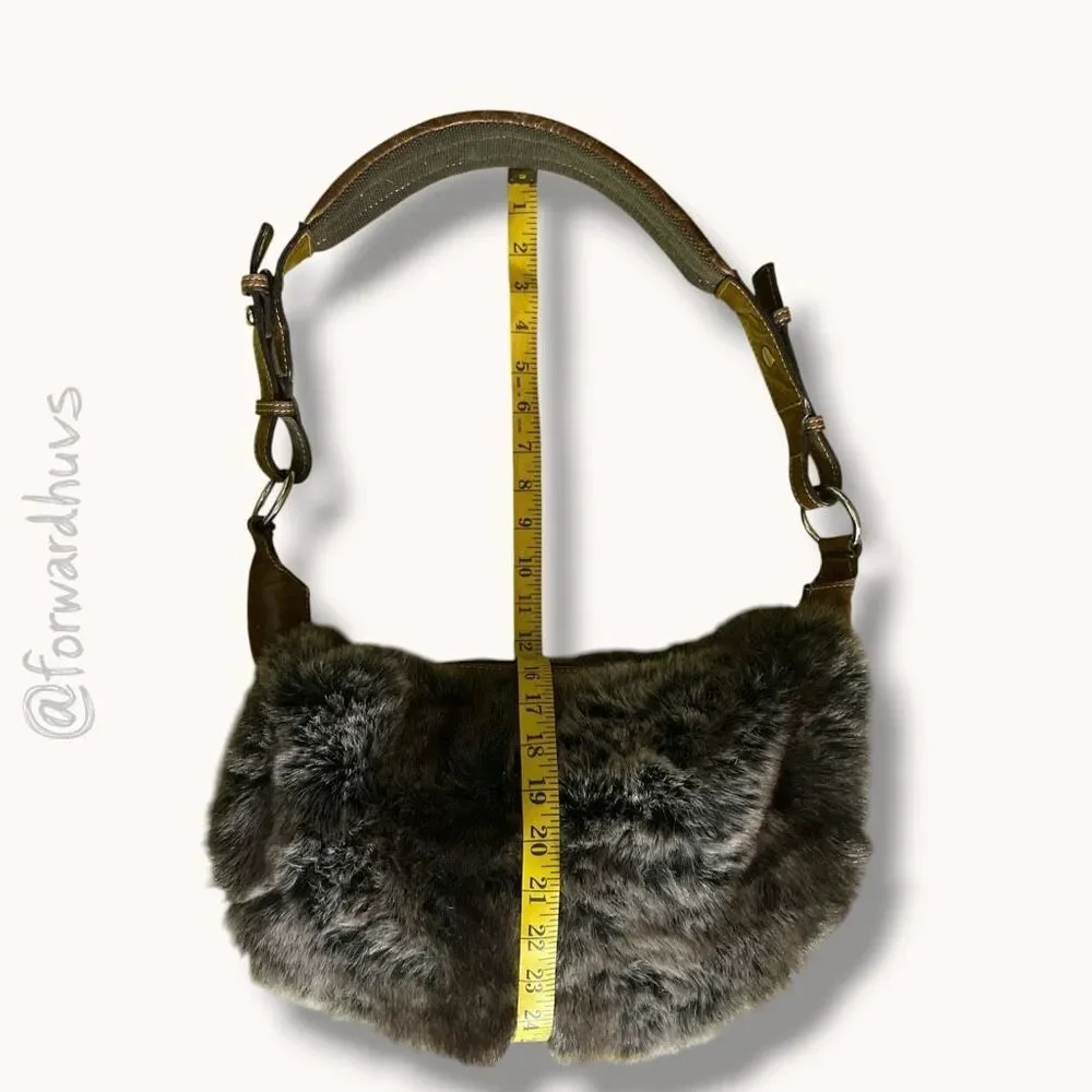 Y2K Faux Fur & Vegan Leather Hobo Bag – Canvas Lined – Statement Piece